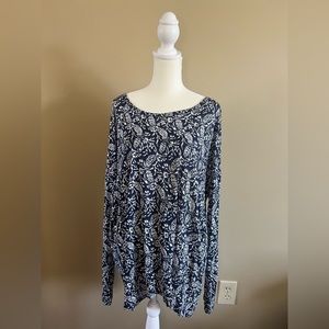 Old Navy Navy and White Long Sleeve Printed Shirt